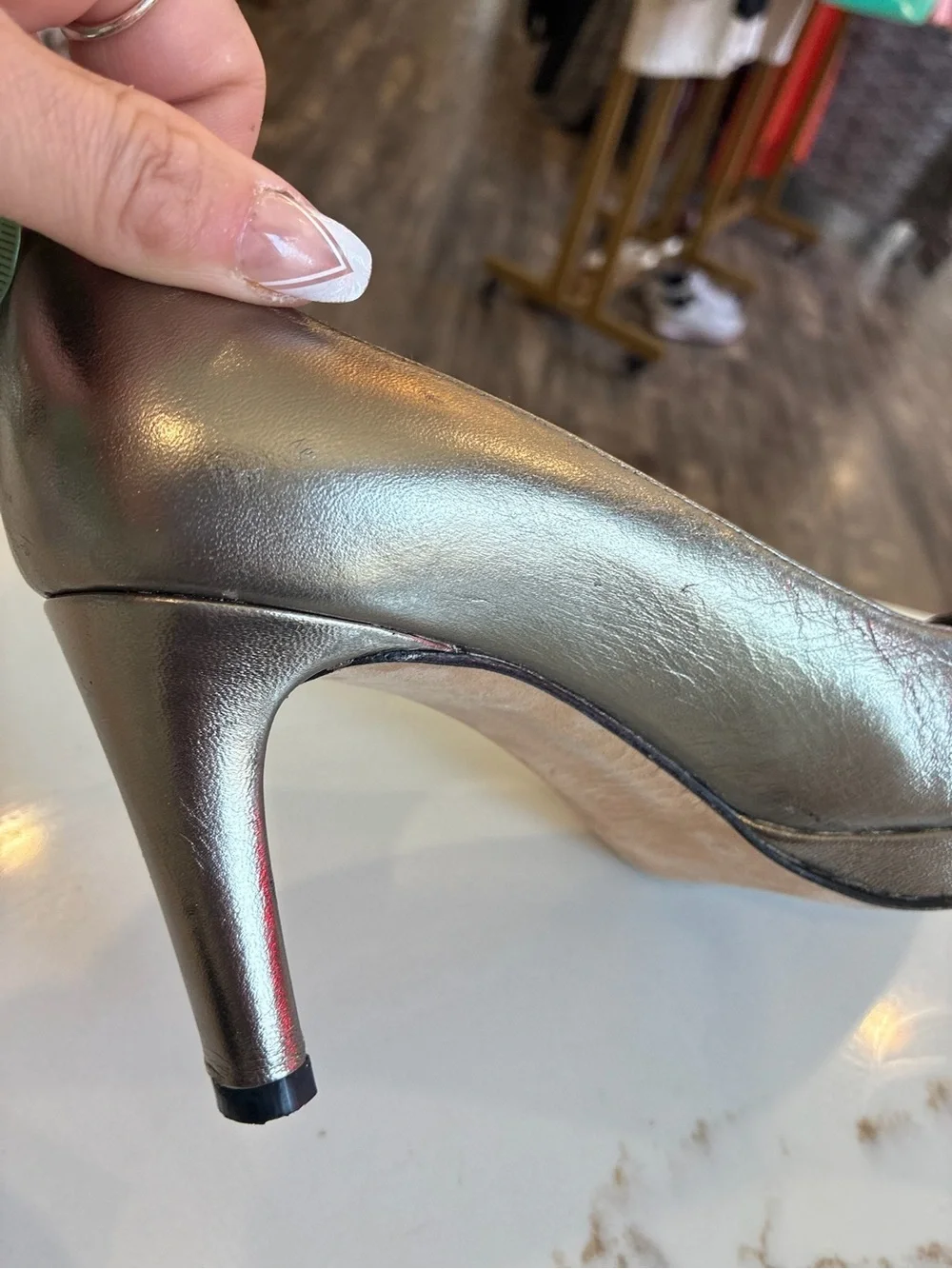 Stuart Weitzman Metallic Gold Peep-Toe Pumps